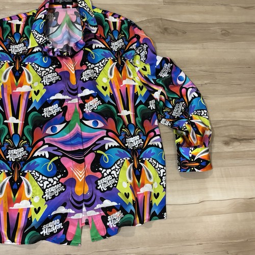 Sergio Hudson Bluse Seide abstrakt Knopfleiste - Bild 4 von 8