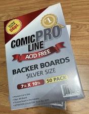 100 Comic Pro Line 56pt. Acid Free Backer Boards Silver Size New Sealed