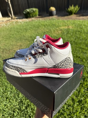 Nike Air Jordan 3 Retro Cardinal Red Grade School Size 4.5 Youth Size Basketball - Picture 8 of 9