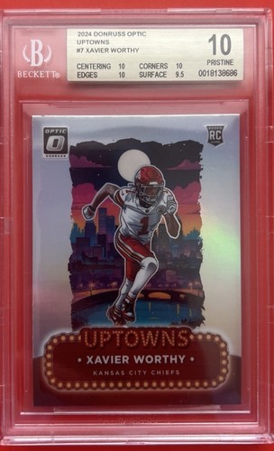 2024 Donruss Optic UPTOWNS Xavier Worthy BGS 10 PRISTINE Almost BLACK LABEL