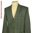 Samuel Windsor Mens Wool Tweed Blazer Jacket Green Herringbone Check Size UK 46R