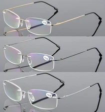Rimless Reading Glasses Metal Alloy Flexible Lightweight Resin Readers +1.0~+4.0