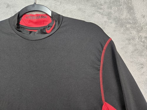 Nike Pro Combat Hyperwarm Shirt Herren XL Schwarz Rot Dri-Fit Fitted Langarm Gym - Bild 4 von 24