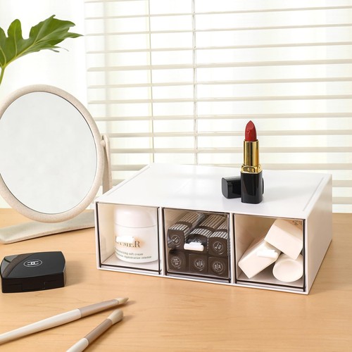 Plastic 3 Drawer Organizer for Cosmetic Storage, Desk Organizer, Makeup Organ... - Bild 2 von 7