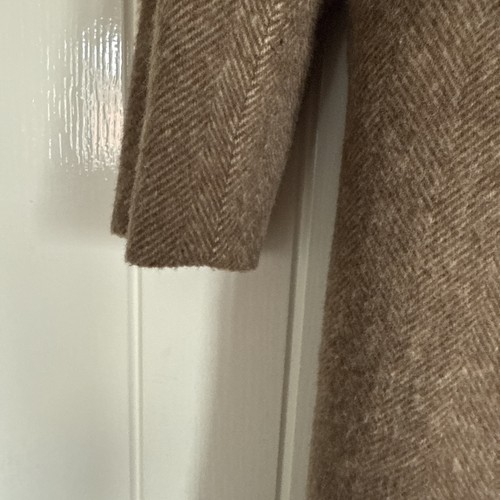 BEAUTIFUL MAX MARA PURE VIRGIN WOOL BROWN BEIGE HERRINGBONE COAT UK SIZE 8 LINED - Picture 11 of 14