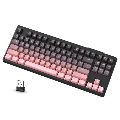 Teclado de membrana para juegos inalámbrico Bluetooth M87 arco iris retroiluminado teclas PBT deslizantes - Imagen 19 de 20