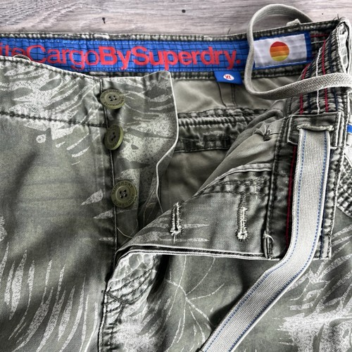 Superdry Pantalones Cortos Hombre XL Verde Core Lite Cargo Pantalones Cortos Camuflaje Bolsillos Utilitarios - Imagen 5 de 15