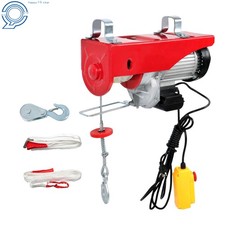 1600W 110V Mini Electric Hoist 2200lbs 14ft Wired Remote Control Crane Winch