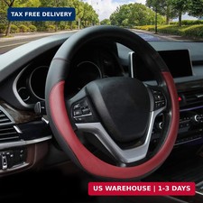 Microfiber Leather Steering Wheel Cover Universal 15 inch Wine Red
