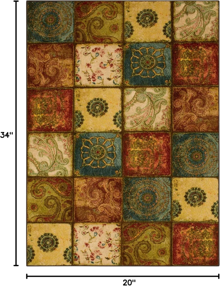 Free Flow Artifact Panel Patchwork Accent Area Rug, 1'8"x2'10", Multi - Image 2 of 4