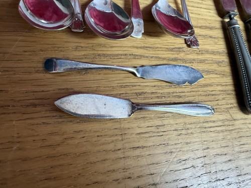 Vintage Cutlery Job Lot EPNS Spoon Sets Tea Dessert Soup + Pickling Fork x30 - Picture 10 of 24