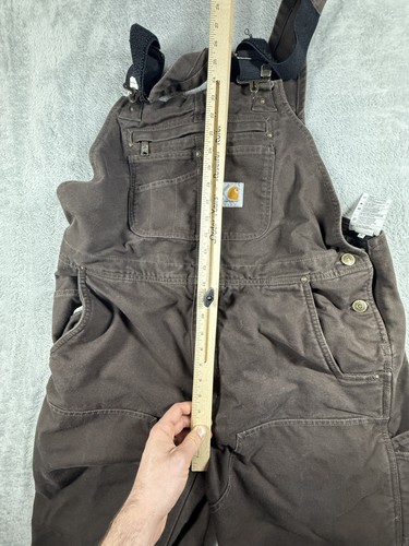 Carhartt Overalls Mens Large Short Brown Duck Canvas Double Knee Insulated Work - Picture 11 of 20