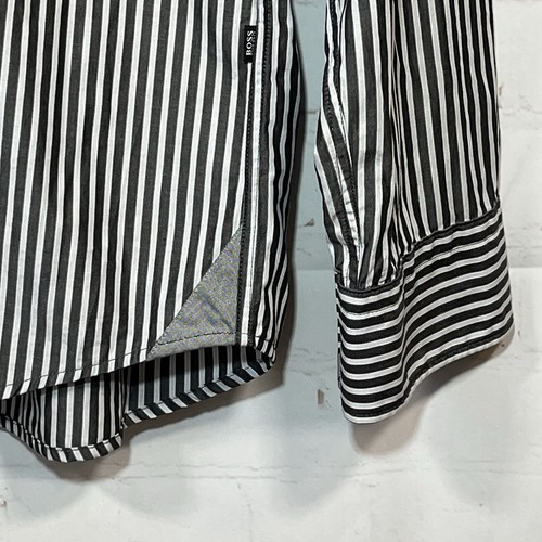 Boss Hugo Boss Regular Fit Shirt Mens Size XL Gray Striped Long Sleeve - Picture 8 of 14