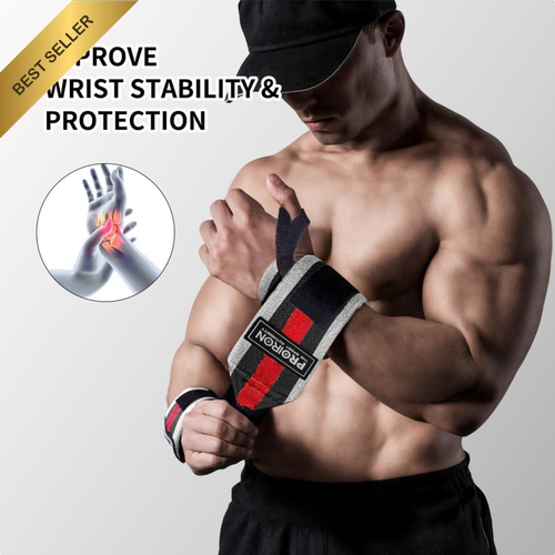 2 Pack Weightlifting Wrist Wraps Heavy Duty Thumb Loop Support for Powerlifting - Picture 3 of 12