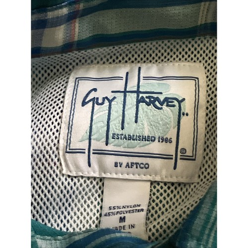 Guy Harvey Men's Shirt Medium Plaid Marlin Embroidered Vented Fishing AFTCO - Picture 5 of 6