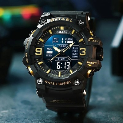 SMAEL 8049 Herren Sportuhr - Dual Display LED Quarz Wasserdicht Alarm Wristwa