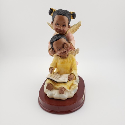 Precious Collection Schwarze Engel Figur spielende Kinder bunte Gewänder 5,5" hoch - Bild 6 von 9