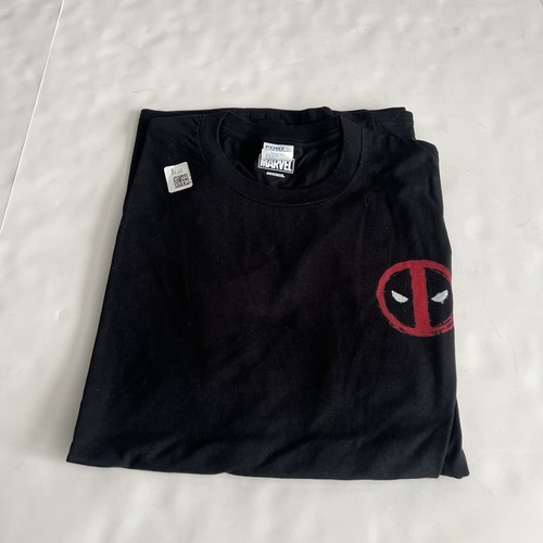 New Marvel Deadpool Left Chest Painted Logo Symbol Short Sleeve T-Shirt XL - Picture 4 of 8