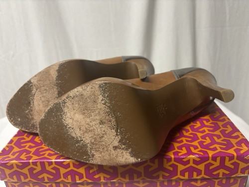 Tory Burch hautfarben und silber metallic Leder Stiletto High Heels Pumps US 9  - Bild 7 von 8