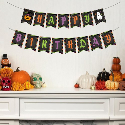 with Pumpkin Ghost Happy Birthday Banner Birthday Baby Shower - Photo 7/12