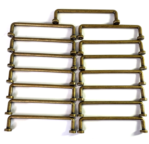 Industrial Style Rustic Brass Cabinet Pulls/Handles Lot of 24 w/Bolts - Picture 4 of 14