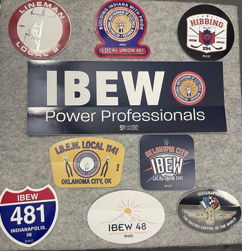LOT Of NINE 9 IBEW Local Union Stickers M111