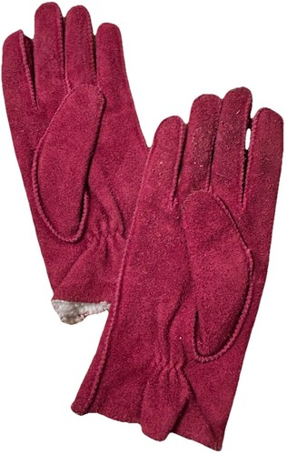 Vintage Burgunderrot Lederhandschuhe Sherpa Gefüttert Made in Japan Damen Large - Bild 1 von 4