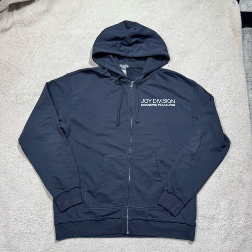 Sudadera con Capucha H&M Dividida Para Hombre Mediana Negra Cremallera Completa Vellón Joy Division Gráfico