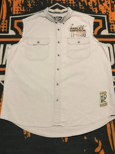 Harley Davidson Casual Button Down Shirt Sleeveless XL Men, COMPETITION READY - Picture 6 of 7