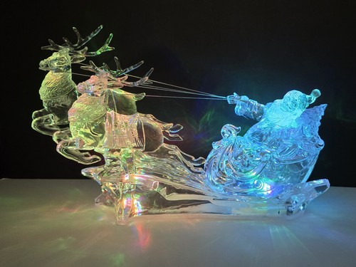 Cracker Barrel Light Up Santa Sleigh Christmas Color Changing LED Acrylic - Picture 7 of 8