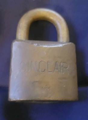 Original Vintage SINCLAIR BRASS Gas Pump PADLOCK No Key Lock