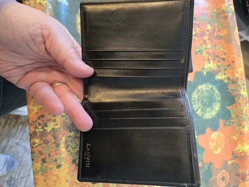 Cartera plegable de cuero negra Lanvin Paris con caja - Imagen 3 de 11