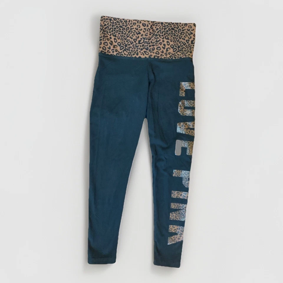 Pantalones de Yoga Y2K Victoria's Secret LOVE PINK VS Vintage Plegables Leopardo Bronceado M Foto 4 de 4