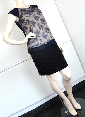 MASSIMO DUTTI Damen Bluse Shirt Boho Tunika Spitzenbluse Trend Gr L 40