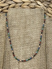Retired Silpada Sterling Multi Color Tube Bead Necklace N0845 16 Inches