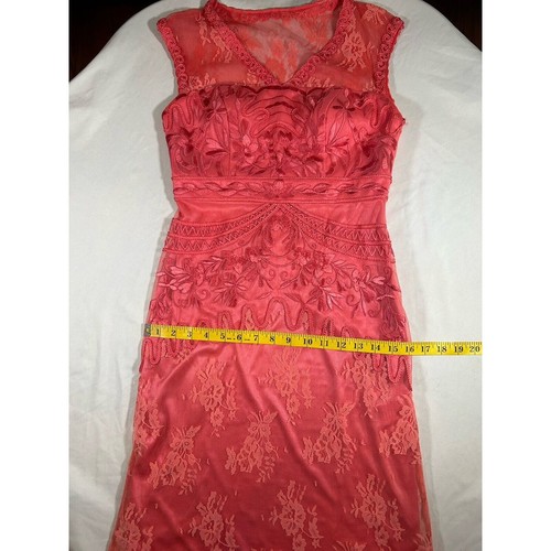 Sue Wong Nocturne Floral Embroidered Lace Cocktail Dress Womens Size 2 Coral - Picture 10 of 11