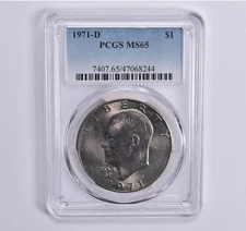 MS65 1971-D Eisenhower Dollar Ike PCGS Blue Lbl