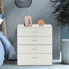 White Modern 4-Drawer Dresser Adult Bedroom  Home Office