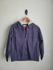 Zara Kids Unisex Blue Twill Hooded Jacket Size 10/12