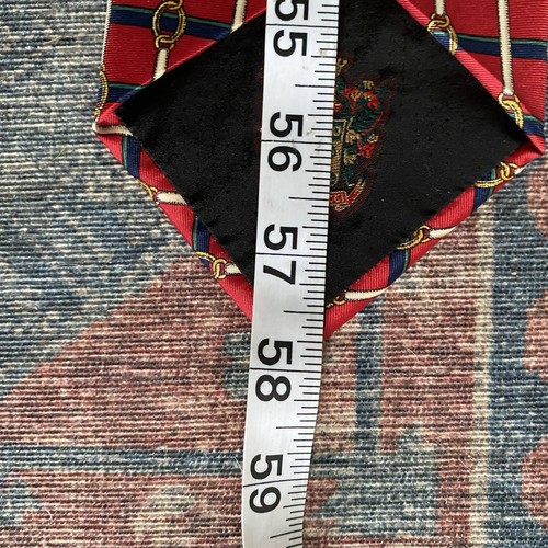 Paolo Gucci Men’s Necktie Logo 100% Silk Red Equestrian Made In Italy 4x58” EUC - Picture 3 of 10
