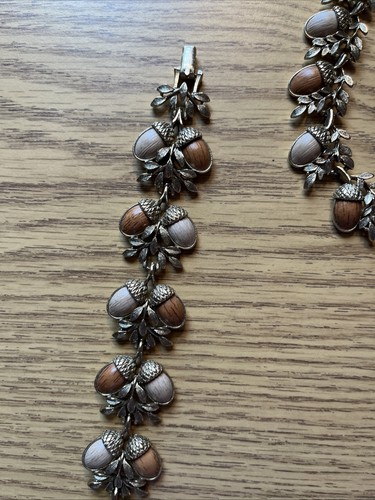 Vintage Set Coro Knott Beere Bauernhof Holz Eichel Blatt Halskette Ohrringe Armband - Bild 13 von 13