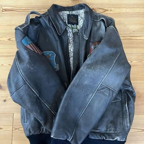 AVIREX A-2 Military Jacke Fliegerjacke Echtleder Patch Single L Größe 80er - Bild 4 von 12