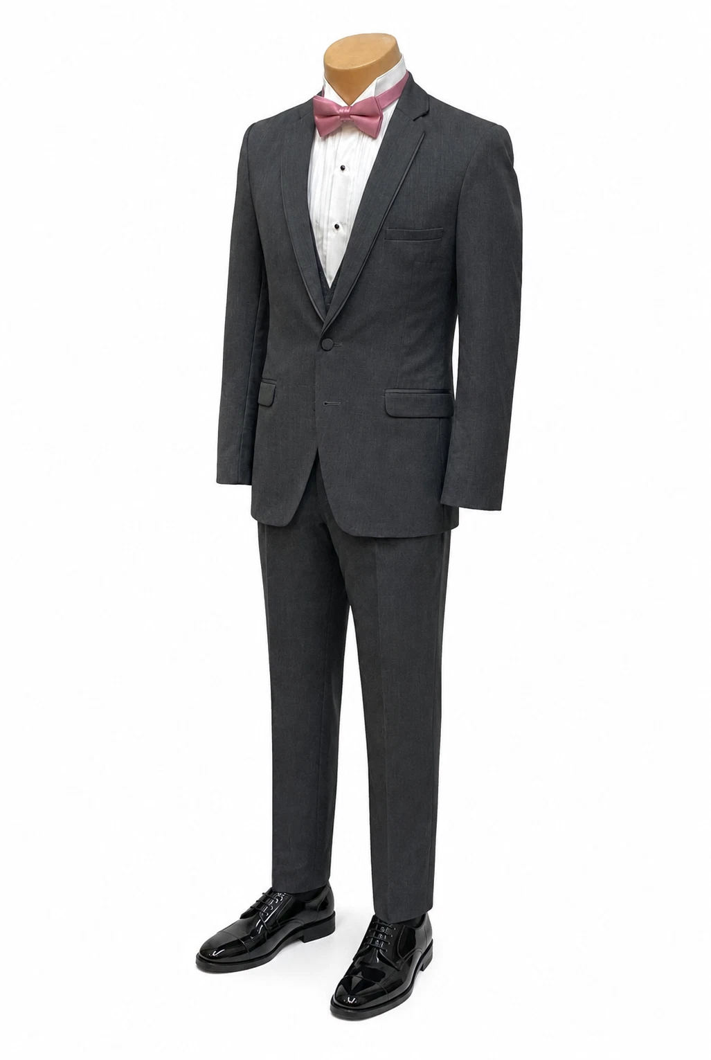 Allure Men Steel Grey Tuxedo with Flat Front Pants Two Piece Suit 48R 42W