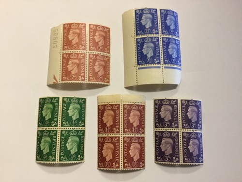 alte Briefmarken GROSSBRITANNIEN KGVI 5 Blöcke à 4 MH