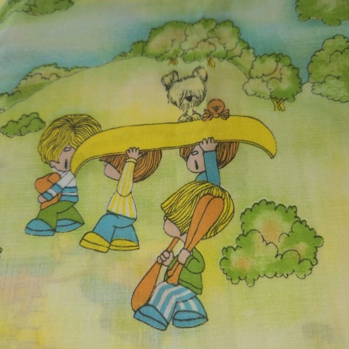38" X 33"Vintage Retro 70s Fabric Kids Camping Drawing Board Greeting Cards  - Picture 7 of 10