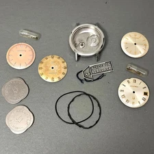 Bulova 214 Accutron parts lot - Stainless Case, Dials, Hands, Battery Tools LOOK