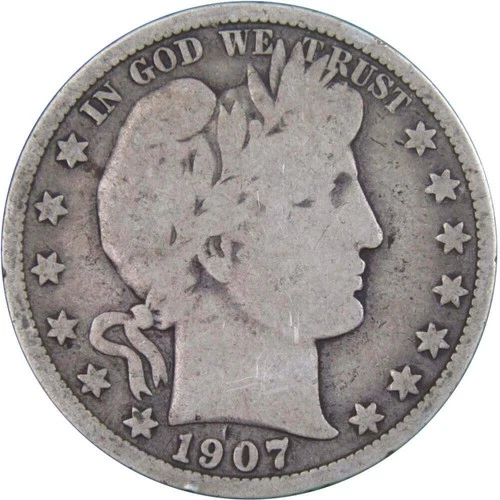 1907 D Barber Half Dollar Circulated Silver 50c Coin Collectible