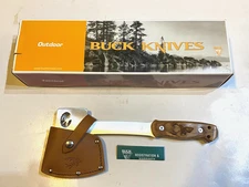 NIB 2001 Buck USA Hunters Axe In Box Paper Work 12" Long Etched Deer B106-OA-0