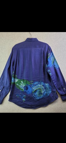 Polo Ralph Lauren Dragon Hemd Herren M Blau Leinen Asian Festival RAR Limitiert - Bild 2 von 13