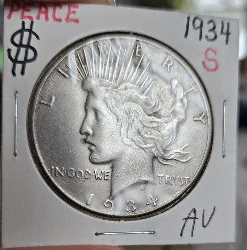 1934-S Peace Silver Dollar AU